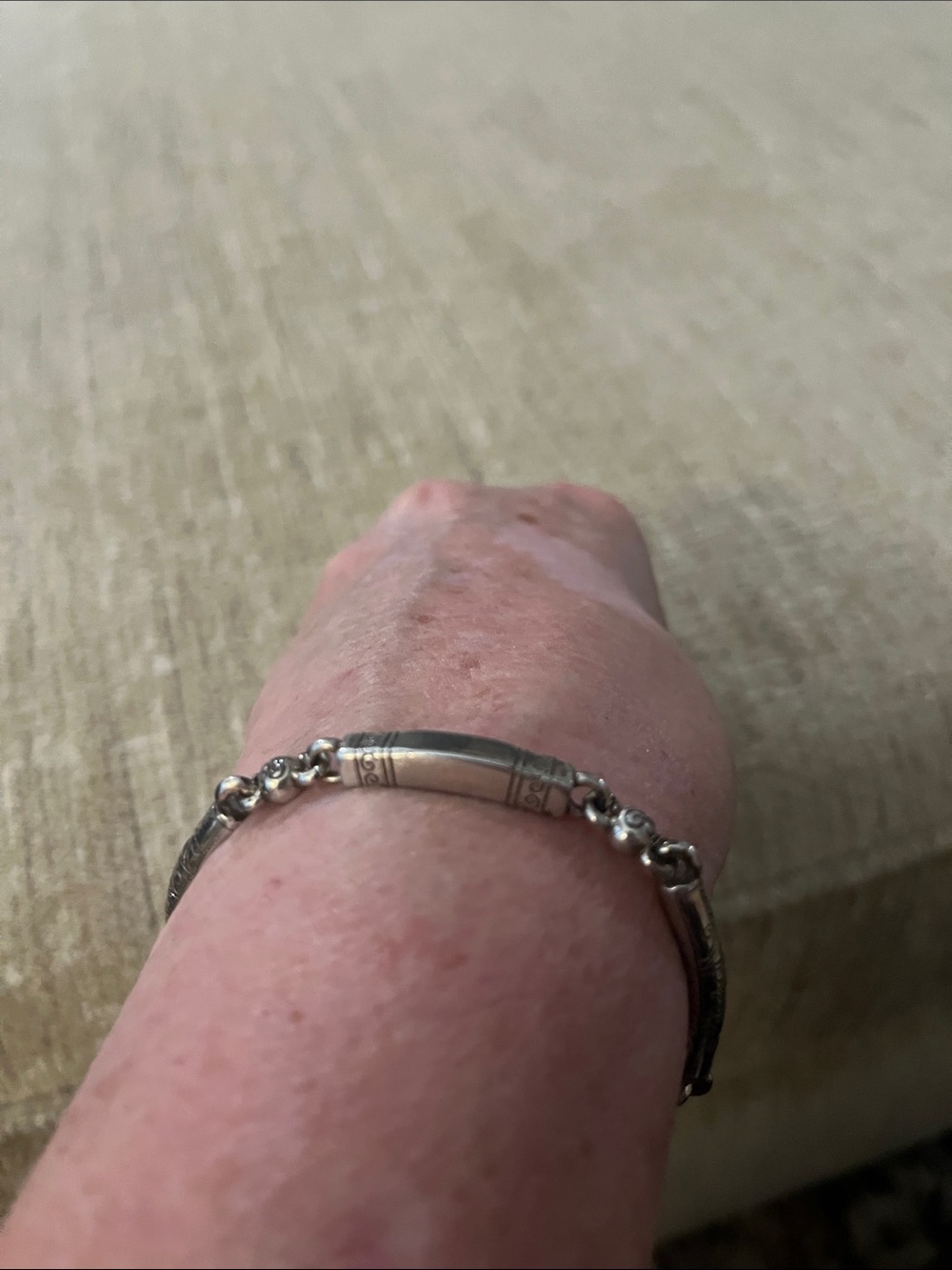 Brighton Silver-Tone Engraved Bar Bracelet